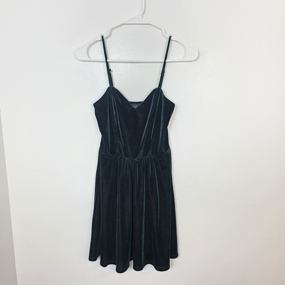 Socialite Green Velvet Holiday‎ Party Going Out Mini Sleeveless Dress Size Small